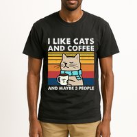 I Like Cats And Coffee And Maybe 3 People Funny Cats Tall T-Shirt