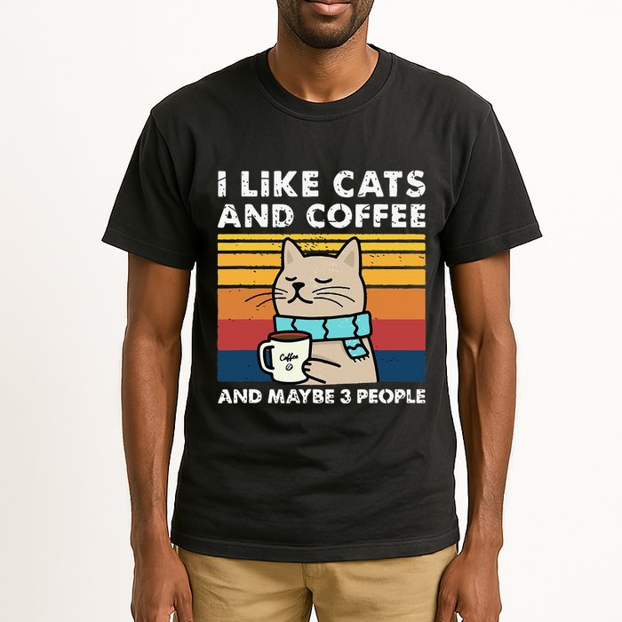 I Like Cats And Coffee And Maybe 3 People Funny Cats Tall T-Shirt