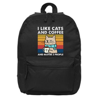 I Like Cats And Coffee And Maybe 3 People Funny Cats 16 in Basic Backpack