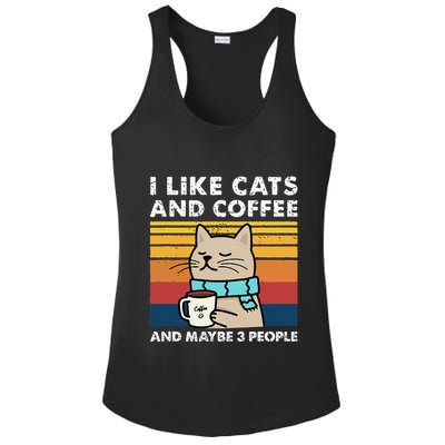 I Like Cats And Coffee And Maybe 3 People Funny Cats Ladies PosiCharge Competitor Racerback Tank