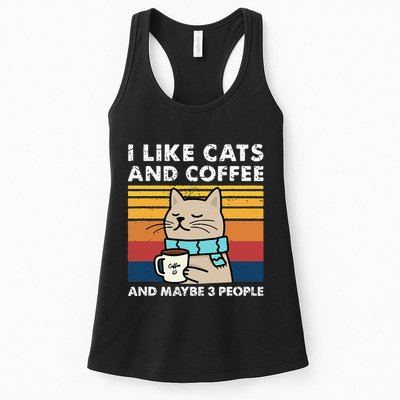 I Like Cats And Coffee And Maybe 3 People Funny Cats Womens Tank Top