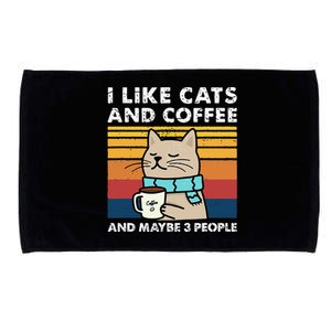 I Like Cats And Coffee And Maybe 3 People Funny Cats Microfiber Hand Towel