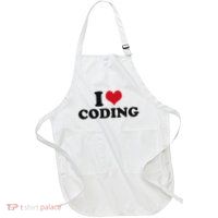 I Love Coding Full-Length Apron With Pockets