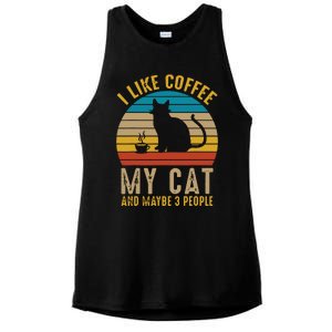 I Like Coffee My Cat And Maybe 3 People Funny Retro Ladies PosiCharge Tri-Blend Wicking Tank