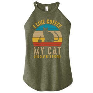 I Like Coffee My Cat And Maybe 3 People Funny Retro Women's Perfect Tri Rocker Tank