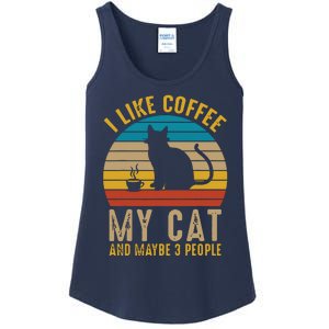 I Like Coffee My Cat And Maybe 3 People Funny Retro Ladies Essential Tank