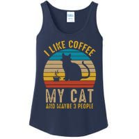 I Like Coffee My Cat And Maybe 3 People Funny Retro Ladies Essential Tank