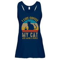 I Like Coffee My Cat And Maybe 3 People Funny Retro Ladies Essential Flowy Tank