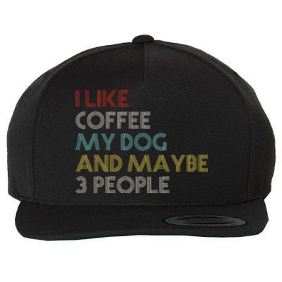 I LIKE COFFEE MY DOG MAYBE 3 PEOPLE COFFEE LOVERS QUOTE Wool Snapback Cap