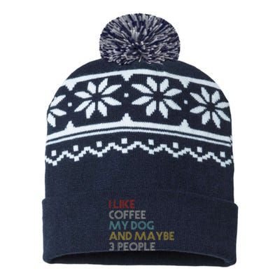 I LIKE COFFEE MY DOG MAYBE 3 PEOPLE COFFEE LOVERS QUOTE USA-Made Snowflake Beanie