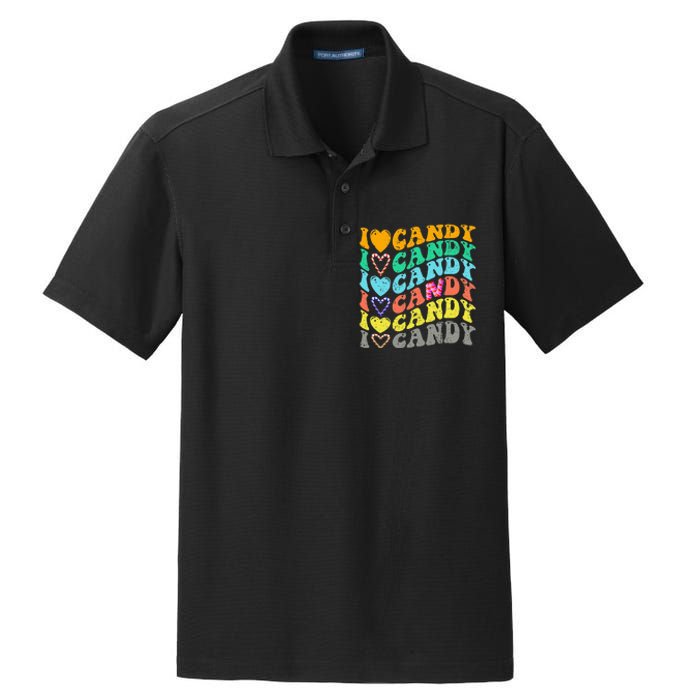 I love Candy Halloween Party Cute Trick or Treat Candyland Dry Zone Grid Polo