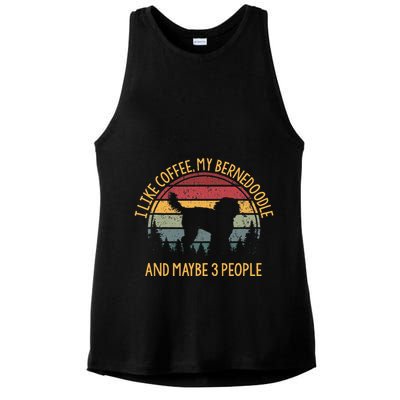 I Like Coffee My Bernedoodle And Maybe 3 People Ladies PosiCharge Tri-Blend Wicking Tank