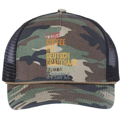 I Like Coffee My Deutsch Drahthaar And Maybe 3 People Retro Rope Trucker Hat Cap