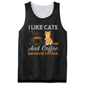 I Like Cats And Coffee And Maybe 3 People Mesh Reversible Basketball Jersey Tank