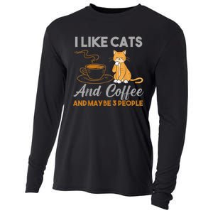 I Like Cats And Coffee And Maybe 3 People Cooling Performance Long Sleeve Crew