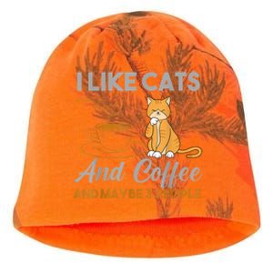 I Like Cats And Coffee And Maybe 3 People Kati - Camo Knit Beanie