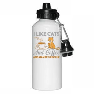 I Like Cats And Coffee And Maybe 3 People Aluminum Water Bottle