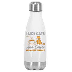 I Like Cats And Coffee And Maybe 3 People Stainless Steel Insulated Water Bottle