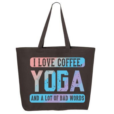 I Love Coffee Yoga And Bad Words Funny Yoga Saying 25L Jumbo Tote