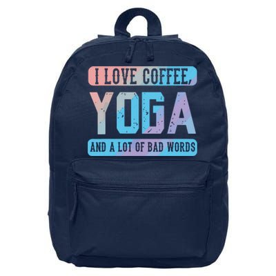 I Love Coffee Yoga And Bad Words Funny Yoga Saying 16 in Basic Backpack