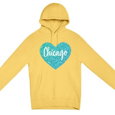 I Love Chicago Usa Heart Meaningful Gift Premium Pullover Hoodie