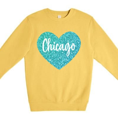 I Love Chicago Usa Heart Meaningful Gift Premium Crewneck Sweatshirt