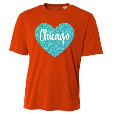 I Love Chicago Usa Heart Meaningful Gift Cooling Performance Crew T-Shirt