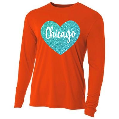 I Love Chicago Usa Heart Meaningful Gift Cooling Performance Long Sleeve Crew