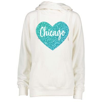 I Love Chicago Usa Heart Meaningful Gift Womens Funnel Neck Pullover Hood