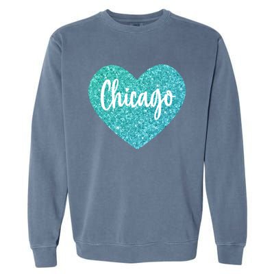 I Love Chicago Usa Heart Meaningful Gift Garment-Dyed Sweatshirt