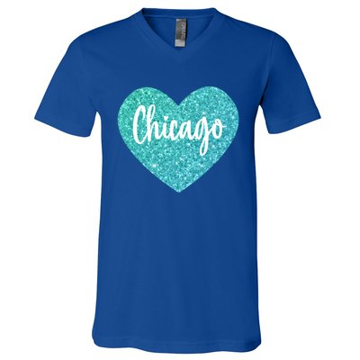 I Love Chicago Usa Heart Meaningful Gift V-Neck T-Shirt