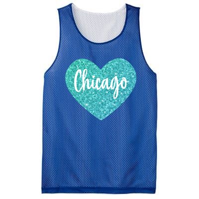 I Love Chicago Usa Heart Meaningful Gift Mesh Reversible Basketball Jersey Tank