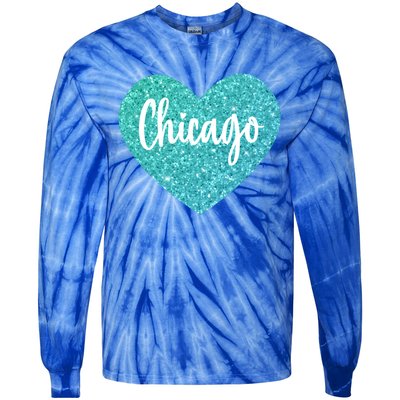 I Love Chicago Usa Heart Meaningful Gift Tie-Dye Long Sleeve Shirt