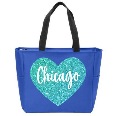 I Love Chicago Usa Heart Meaningful Gift Zip Tote Bag