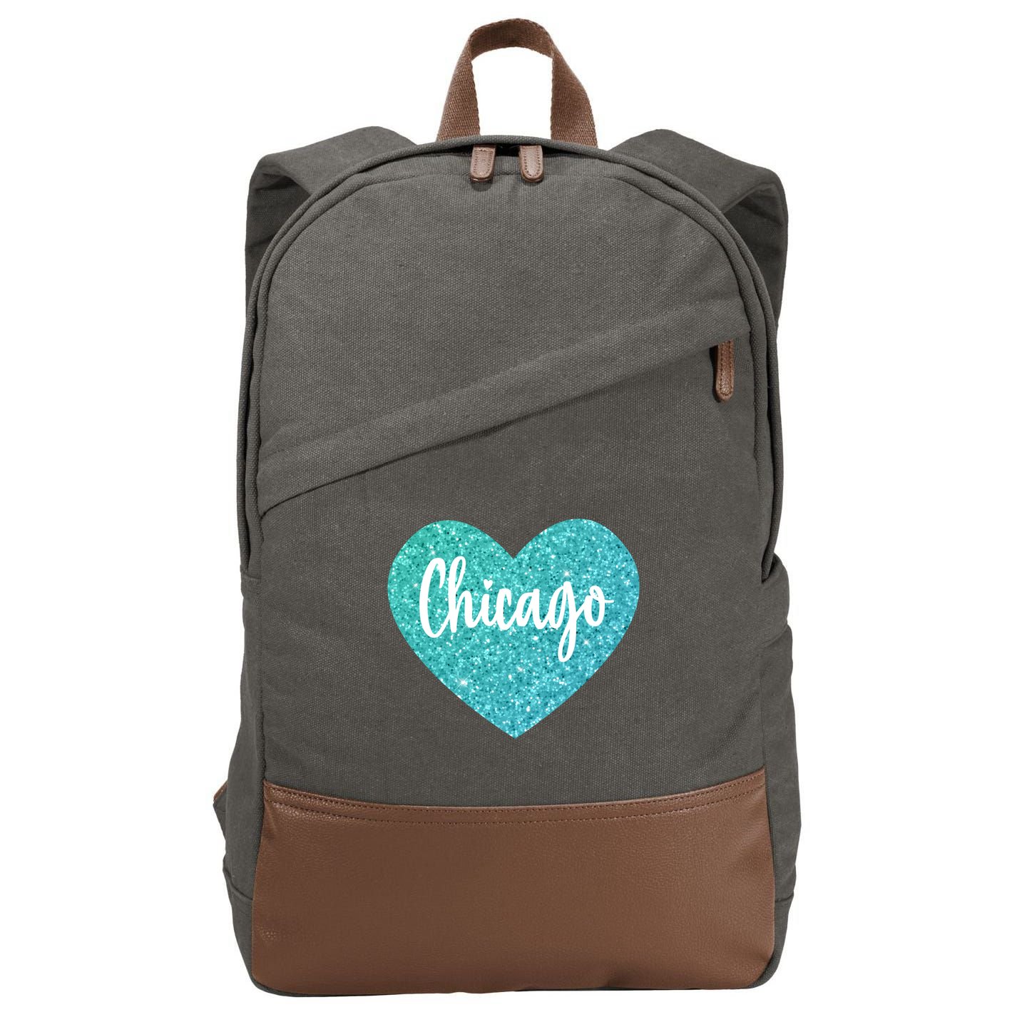 I Love Chicago Usa Heart Meaningful Gift Cotton Canvas Backpack