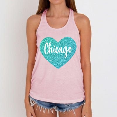 I Love Chicago Usa Heart Meaningful Gift Women's Knotted Racerback Tank