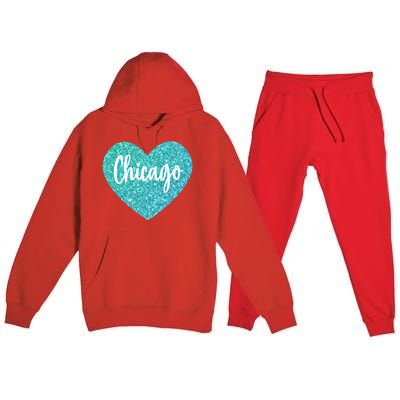 I Love Chicago Usa Heart Meaningful Gift Premium Hooded Sweatsuit Set