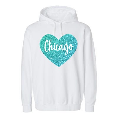 I Love Chicago Usa Heart Meaningful Gift Garment-Dyed Fleece Hoodie