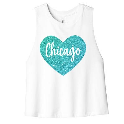 I Love Chicago Usa Heart Meaningful Gift Women's Racerback Cropped Tank