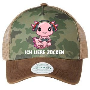 I Love Computer Gaming Gaming Axolotl Gift Legacy Tie Dye Trucker Hat