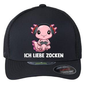 I Love Computer Gaming Gaming Axolotl Gift Flexfit Unipanel Trucker Cap