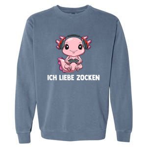 I Love Computer Gaming Gaming Axolotl Gift Garment-Dyed Sweatshirt