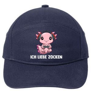 I Love Computer Gaming Gaming Axolotl Gift 7-Panel Snapback Hat