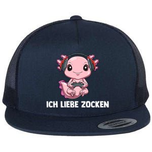 I Love Computer Gaming Gaming Axolotl Gift Flat Bill Trucker Hat