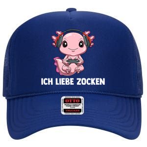 I Love Computer Gaming Gaming Axolotl Gift High Crown Mesh Back Trucker Hat