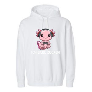 I Love Computer Gaming Gaming Axolotl Gift Garment-Dyed Fleece Hoodie