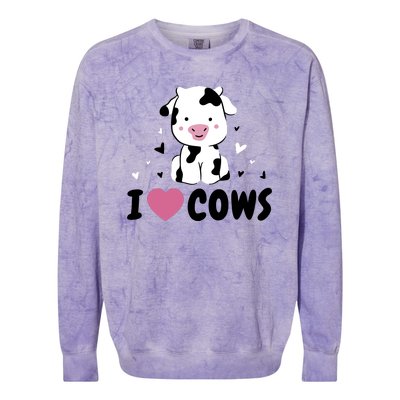 I Love Cows Heart Colorblast Crewneck Sweatshirt