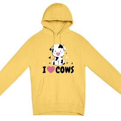 I Love Cows Heart Premium Pullover Hoodie