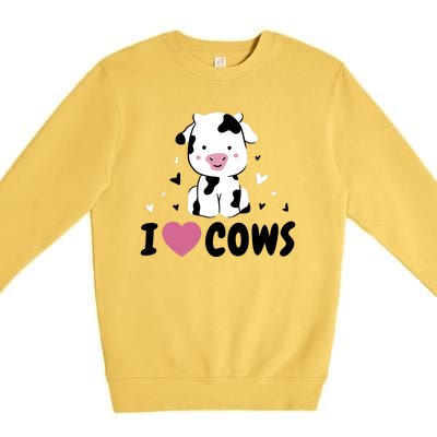 I Love Cows Heart Premium Crewneck Sweatshirt