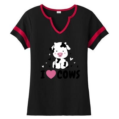 I Love Cows Heart Ladies Halftime Notch Neck Tee